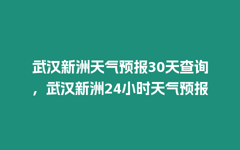 武漢新洲天氣預報30天查詢，武漢新洲24小時天氣預報