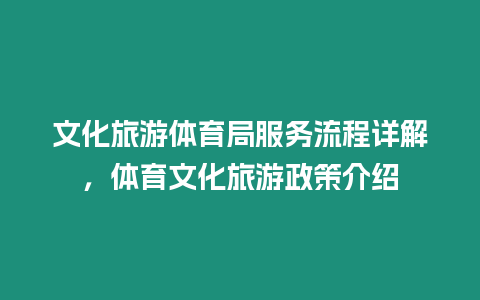 文化旅游體育局服務(wù)流程詳解，體育文化旅游政策介紹