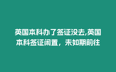 英國本科辦了簽證沒去,英國本科簽證閑置，未如期前往