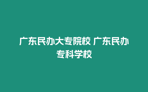 廣東民辦大專院校 廣東民辦專科學(xué)校