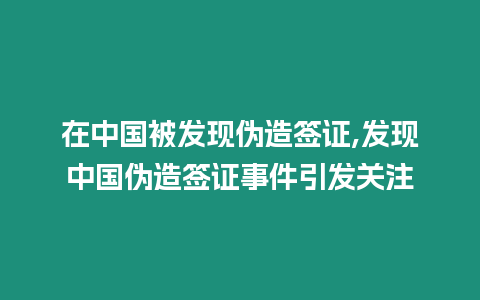 在中國被發現偽造簽證,發現中國偽造簽證事件引發關注