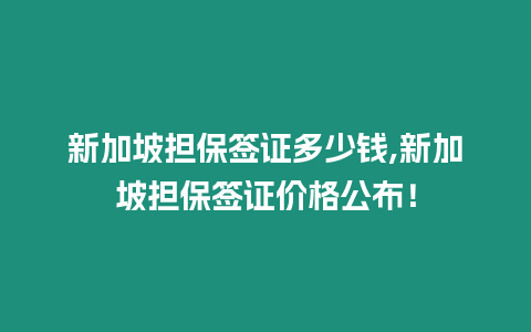 新加坡擔保簽證多少錢,新加坡擔保簽證價格公布！