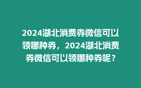 2024湖北消費券微信可以領哪種券，2024湖北消費券微信可以領哪種券呢？
