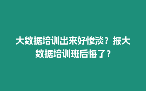 大數(shù)據(jù)培訓出來好慘淡？報大數(shù)據(jù)培訓班后悔了？