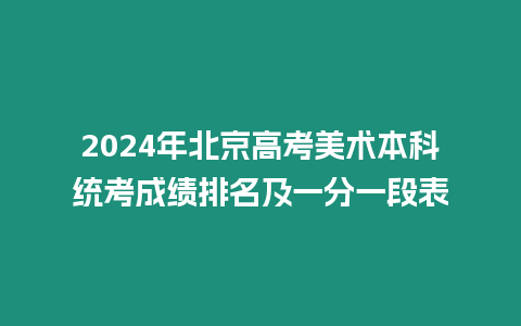 2024年北京高考美術本科統考成績排名及一分一段表