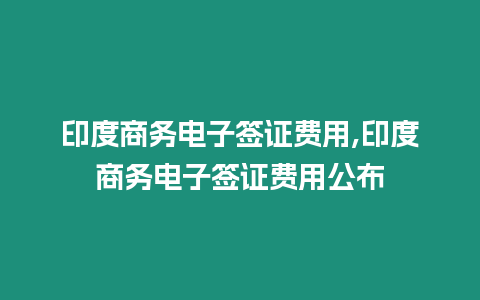 印度商務(wù)電子簽證費(fèi)用,印度商務(wù)電子簽證費(fèi)用公布