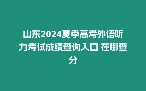 山東2024夏季高考外語聽力考試成績查詢?nèi)肟?在哪查分