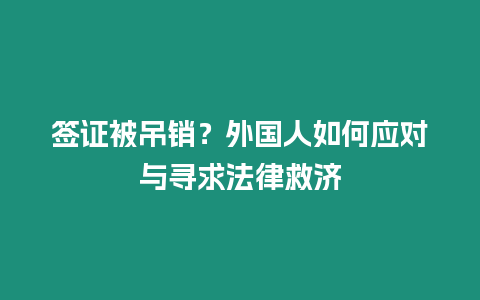 簽證被吊銷？外國人如何應對與尋求法律救濟