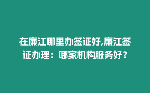 在廉江哪里辦簽證好,廉江簽證辦理：哪家機構服務好？