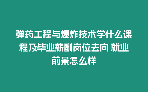 彈藥工程與爆炸技術學什么課程及畢業薪酬崗位去向 就業前景怎么樣