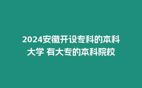2024安徽開設專科的本科大學 有大專的本科院校