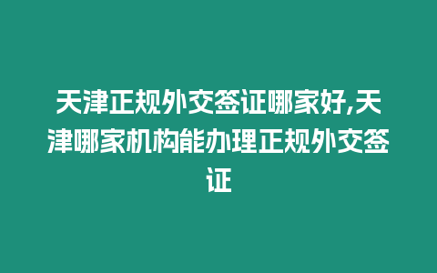 天津正規(guī)外交簽證哪家好,天津哪家機構(gòu)能辦理正規(guī)外交簽證