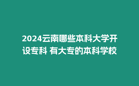 2024云南哪些本科大學開設專科 有大專的本科學校