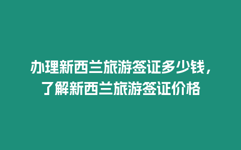 辦理新西蘭旅游簽證多少錢(qián)，了解新西蘭旅游簽證價(jià)格