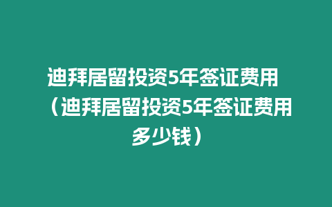 迪拜居留投資5年簽證費(fèi)用 （迪拜居留投資5年簽證費(fèi)用多少錢）
