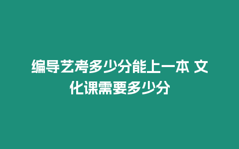 編導藝考多少分能上一本 文化課需要多少分