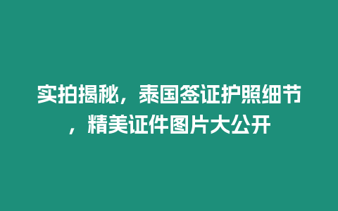 實拍揭秘，泰國簽證護照細節(jié)，精美證件圖片大公開