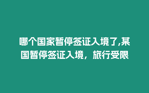哪個(gè)國(guó)家暫停簽證入境了,某國(guó)暫停簽證入境，旅行受限