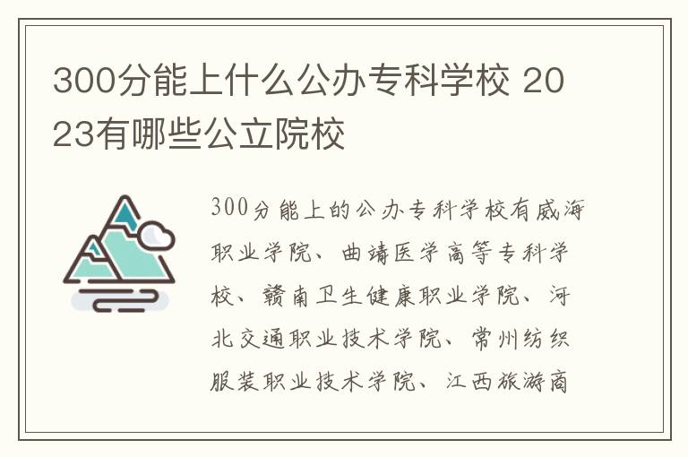 300分能上什么公辦?？茖W校 2024有哪些公立院校