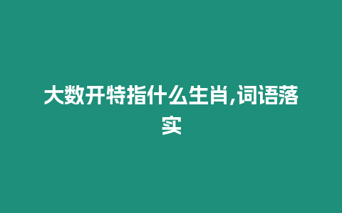 大數(shù)開特指什么生肖,詞語落實