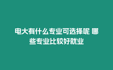 電大有什么專業可選擇呢 哪些專業比較好就業