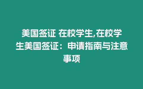 美國簽證 在校學(xué)生,在校學(xué)生美國簽證：申請(qǐng)指南與注意事項(xiàng)