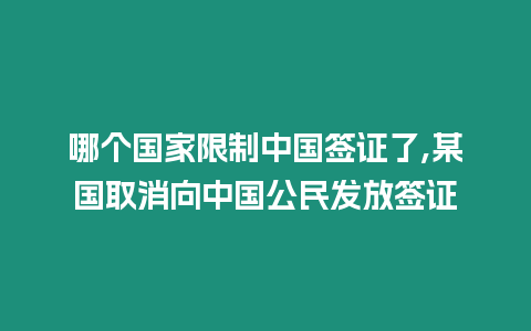 哪個國家限制中國簽證了,某國取消向中國公民發(fā)放簽證