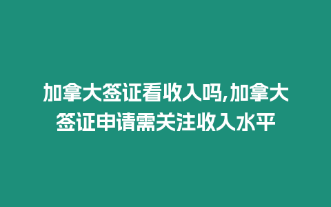 加拿大簽證看收入嗎,加拿大簽證申請(qǐng)需關(guān)注收入水平