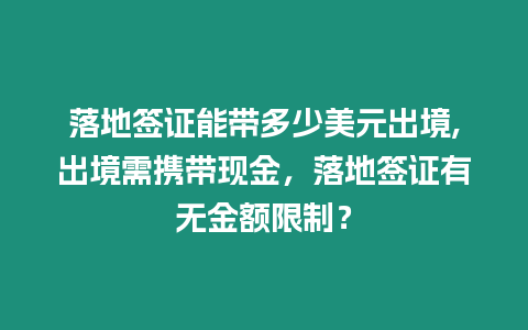 落地簽證能帶多少美元出境,出境需攜帶現金，落地簽證有無金額限制？