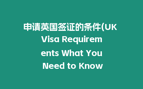 申請英國簽證的條件(UK Visa Requirements What You Need to Know