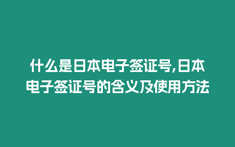 什么是日本電子簽證號,日本電子簽證號的含義及使用方法