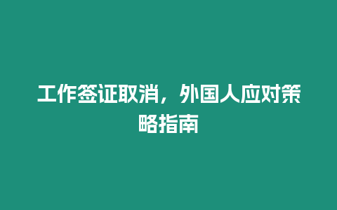 工作簽證取消，外國人應對策略指南