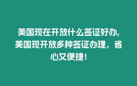 美國現在開放什么簽證好辦,美國現開放多種簽證辦理，省心又便捷！