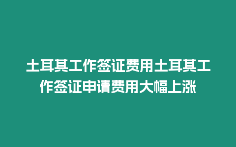 土耳其工作簽證費(fèi)用土耳其工作簽證申請費(fèi)用大幅上漲