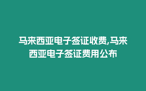 馬來西亞電子簽證收費,馬來西亞電子簽證費用公布