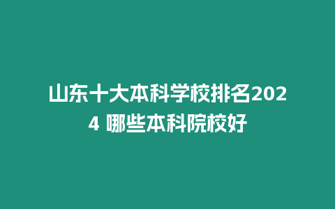 山東十大本科學校排名2024 哪些本科院校好