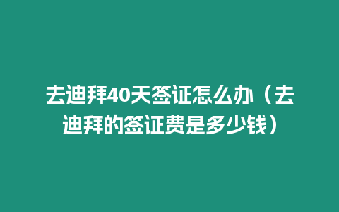 去迪拜40天簽證怎么辦（去迪拜的簽證費是多少錢）