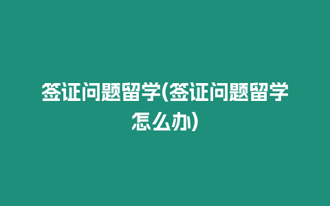 簽證問題留學(簽證問題留學怎么辦)
