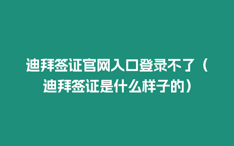 迪拜簽證官網(wǎng)入口登錄不了（迪拜簽證是什么樣子的）