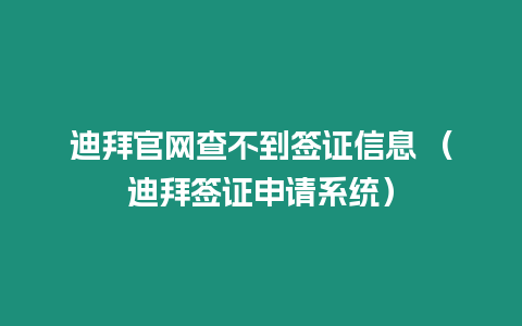 迪拜官網(wǎng)查不到簽證信息 （迪拜簽證申請(qǐng)系統(tǒng)）