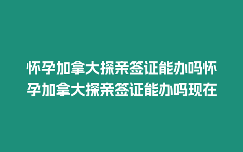 懷孕加拿大探親簽證能辦嗎懷孕加拿大探親簽證能辦嗎現(xiàn)在