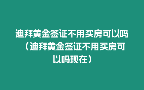 迪拜黃金簽證不用買房可以嗎 （迪拜黃金簽證不用買房可以嗎現在）