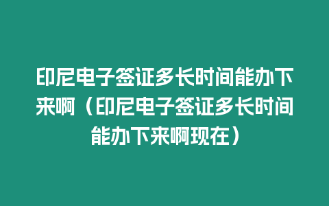 印尼電子簽證多長時間能辦下來啊（印尼電子簽證多長時間能辦下來啊現在）