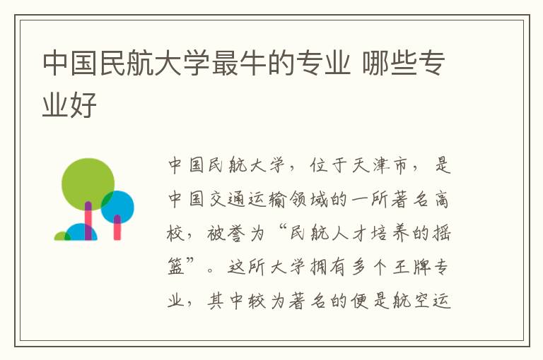 中國民航大學最牛的專業 哪些專業好
