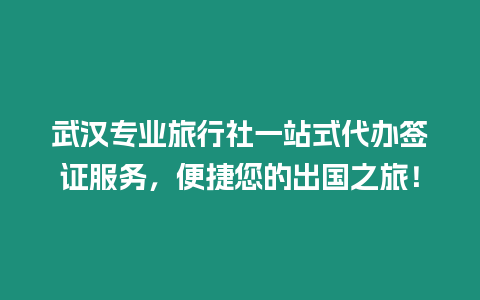 武漢專業(yè)旅行社一站式代辦簽證服務，便捷您的出國之旅！