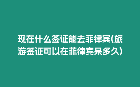 現在什么簽證能去菲律賓(旅游簽證可以在菲律賓呆多久)