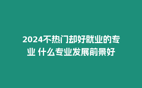 2024不熱門卻好就業的專業 什么專業發展前景好