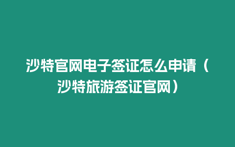 沙特官網電子簽證怎么申請（沙特旅游簽證官網）