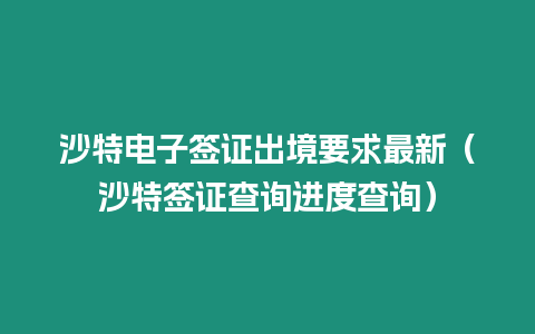 沙特電子簽證出境要求最新（沙特簽證查詢進(jìn)度查詢）