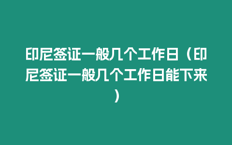 印尼簽證一般幾個工作日（印尼簽證一般幾個工作日能下來）
